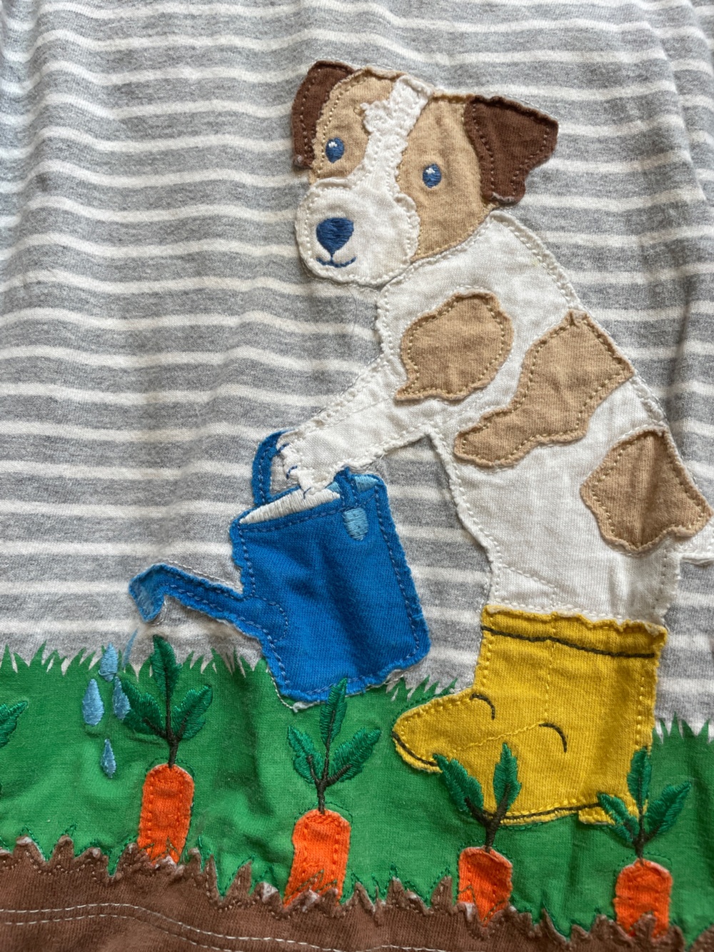 Baby Boden  Striped Long-Sleeve Tee with Puppy Appliqué - Picture 2 of 3